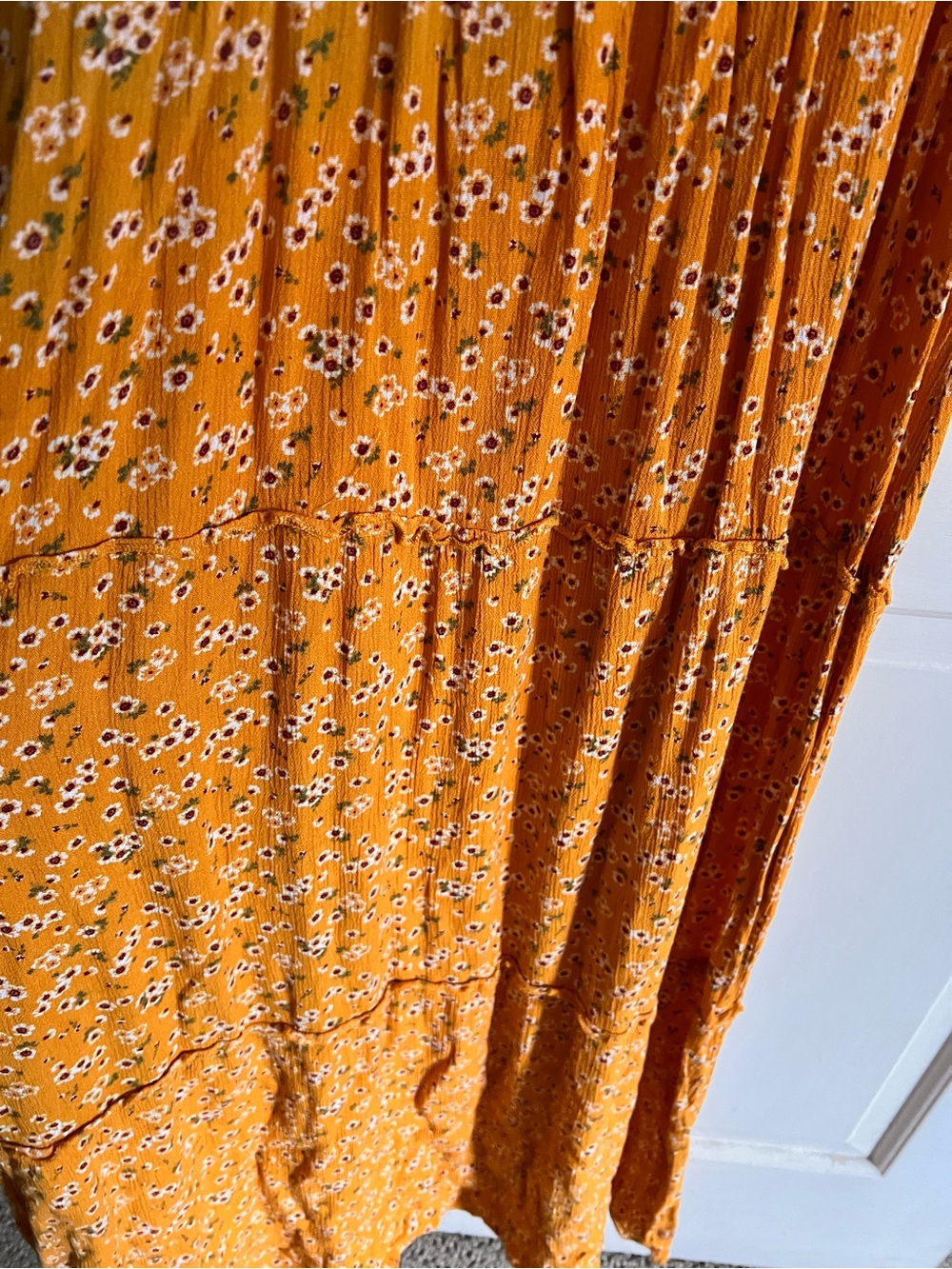 Women's Spaghetti-Strap Maxi Dress in Mustard Floral cottagecore M - Picture 4 of 8